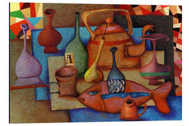 Magnettafel Stillleben mit Fisch und Krügen - Andrej Losovoj