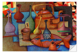 Wandsticker Stillleben mit Fisch und Krügen - Andrej Losovoj