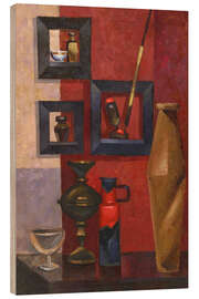 Holzbild Stillleben mit Pfeife und Kannen