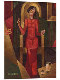 Acrylglasbild Frau im roten Sessel - Anatoliy Chudinovskikh