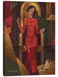 Tableau sur toile Woman in red armchair - Anatoliy Chudinovskikh