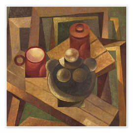 Wandbild Kannen, Tasse und Holzhocker - Anatoliy Chudinovskikh