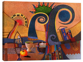 Leinwandbild Tsunami, Fisch, Häuser und unberührtes Frühstück - Andrej Losovoj