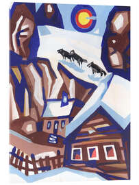 Acrylglasbild Wölfe in einem Winterdorf - Anatoliy Chudinovskikh