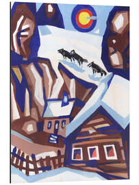 Print på aluminium Wolves in a winter village - Anatoliy Chudinovskikh