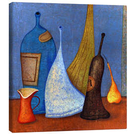 Leinwandbild Kannen, Flaschen und Birne - Andrej Losovoj