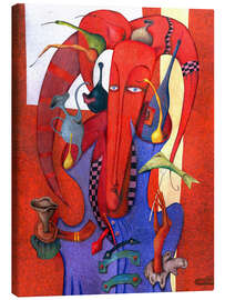 Tableau sur toile Fool with fish, fork, fruit and coffee pots - Andrej Losovoj