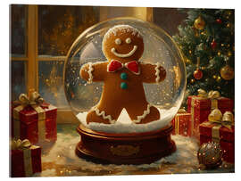 Acrylglasbild Vintage-Weihnachtsschneekugel mit Lebkuchenmotiv