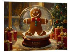 Gallery Print Vintage-Weihnachtsschneekugel mit Lebkuchenmotiv