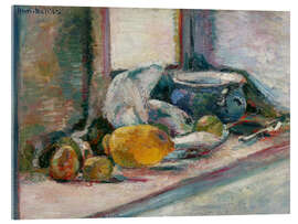 Acrylglasbild Blauer Topf und Zitrone