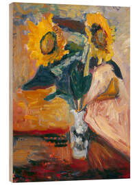 Holzbild Sonnenblumen