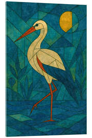 Acrylglasbild Storchenruf im Schilf