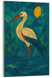 Holzbild Storchenruf im Schilf - Sabine Wagner