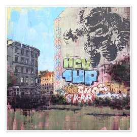 Wandbild Berlin Street Art Astronaut Cosmonaut - Eduard Warkentin