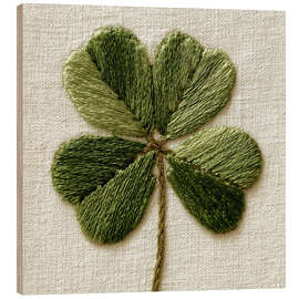 Holzbild Genähtes Kleeblatt II - Paula Freeman
