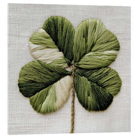 Acrylglasbild Genähtes Kleeblatt I