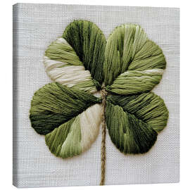 Leinwandbild Genähtes Kleeblatt I