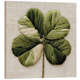 Holzbild Genähtes Kleeblatt I