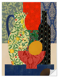 Sticker mural Eclectic Vases and Fruit Bowl - Little Dean