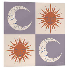 Acrylglasbild Sonnen- und Mond-Schachbrettmuster