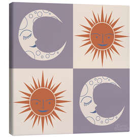 Leinwandbild Sonnen- und Mond-Schachbrettmuster