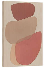 Holzbild Durchscheinende Formen in zarten Rosa-Rot II - Alma