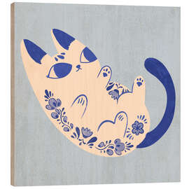 Holzbild Purrcelin Cat III