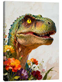 Leinwandbild Blumiger Dinosaurier