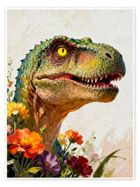 Poster Blumiger Dinosaurier