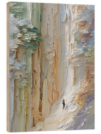 Holzbild Herausforderung in der Bergschlucht