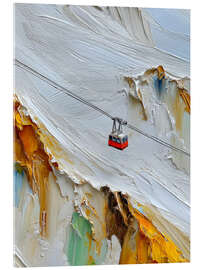 Acrylglasbild Über den Schnee zum Berggipfel