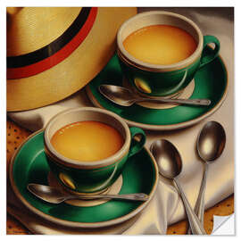 Sticker mural Conversation in Two Cups - DejaReve