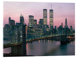 Acrylglasbild Skyline von New York City in der Abenddämmerung, 1980er