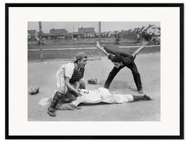 Gerahmter Kunstdruck Umpire Calling Safe, 50er Baseball
