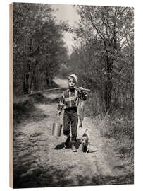 Holzbild Angeln mit meinem Beagle