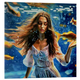 Acrylglasbild Eine wunderschöne Frau tanzt unter Wasser - Simona Zecca