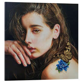 Acrylglasbild Tattoo und goldener Schmetterling