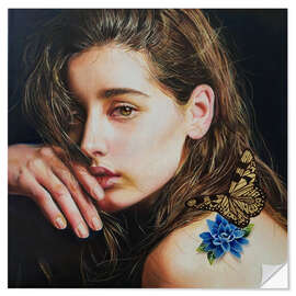 Wandsticker Tattoo und goldener Schmetterling