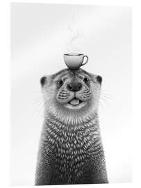 Acrylglasbild Otter mit Kaffee - Valeriya Korenkova