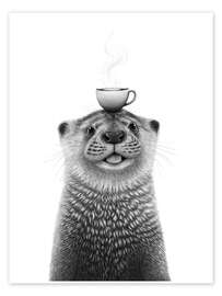 Wandbild Otter mit Kaffee - Valeriya Korenkova