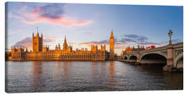 Leinwandbild Westminster Palace und Big Ben in London bei Sonnenaufgang - Dieter Meyrl