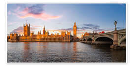 Wandbild Westminster Palace und Big Ben in London bei Sonnenaufgang - Dieter Meyrl