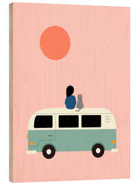 Holzbild Zeit für mich und meine Miezekatze