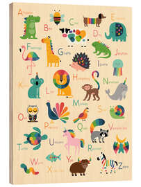 Holzbild Regenbogen-Zoo mit Alphabet (englisch) - Andy Westface