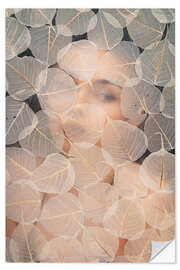 Wandsticker Hinter Blättern