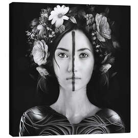 Leinwandbild Frau mit Blumenkopfschmuck