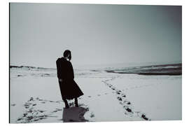 Alubild Spuren am Strand