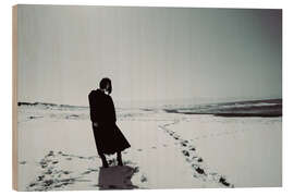 Holzbild Spuren am Strand