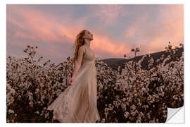 Wandsticker Sonnenuntergang im Baumwollfeld