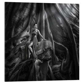 Acrylglasbild Frau und der alte Baum
